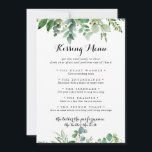 Green Eucalyptus Wedding Kissing Menu Game Card<br><div class="desc">This green eucalyptus wedding kissing menu game card is perfect for a tropical wedding reception. The design features hand-painted artistic beautiful eucalyptus green leaves,  assembled into neat bouquets to embellish your event.</div>