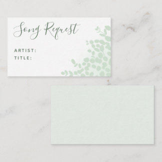 Green Eucalyptus Wedding Song Request card 