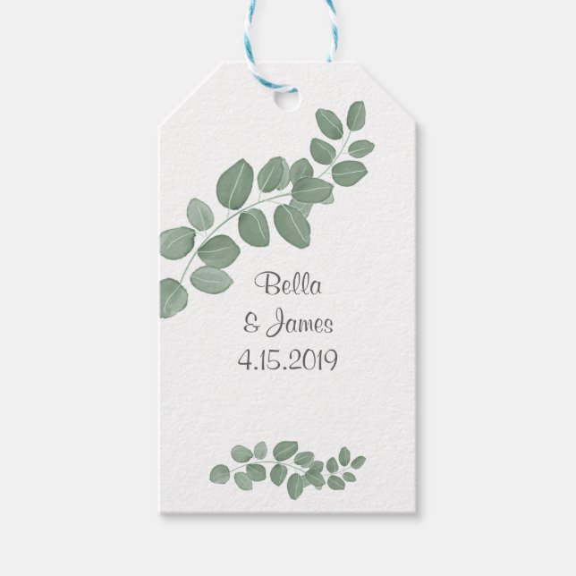 Green Eucalyptus Wedding Thank You Tags (Front)