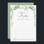 Green Eucalyptus Wedding Well Wishes Advice Card<br><div class="desc">This green eucalyptus wedding well wishes advice card is perfect for a modern wedding. The design features watercolor hand-drawn elegant botanical eucalyptus branches and leaves, adorning geometric frames. These cards are perfect for a wedding, bridal shower, baby shower, graduation party & more. Personalise the cards with the names of the...</div>