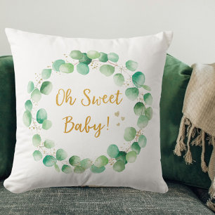 Green Eucalyptus Wood Quote Baby Nursery Cushion