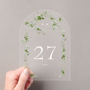 Green Eucalyptus Wreath Arch Acrylic Table Number