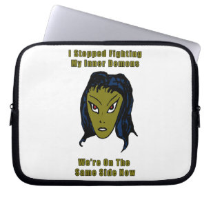 Green Evil Alien Woman Same Side Now Laptop Sleeve