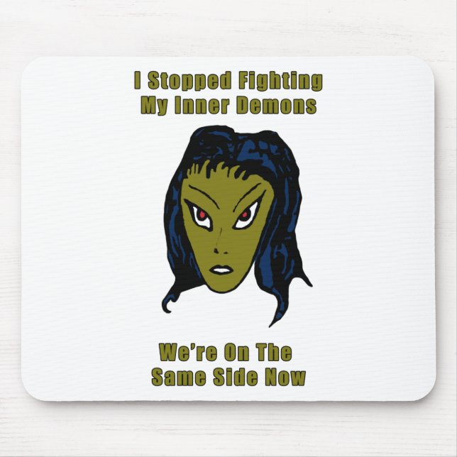 Green Evil Alien Woman Same Side Now Mouse Pad (Front)