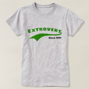 Green Extrovert Typography Swoosh Custom Date T-Shirt
