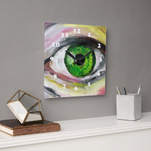 Green Eye Art Square Wall Clock
