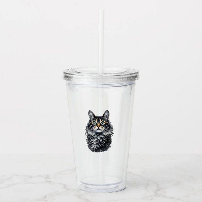 Green Eye Cat  Acrylic Tumbler (Front)