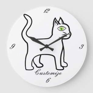 Green-eye Cat Thunder_Cove Large Clock