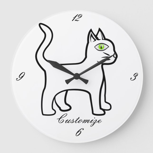 Green-eye Cat Thunder_Cove Large Clock (Front)