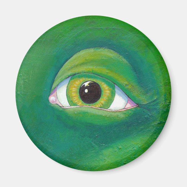 Green eye dinosaur dragon ogre art Remembering Magnet (Front)