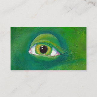 Green eye dinosaur frog lizard ogre painting art business card