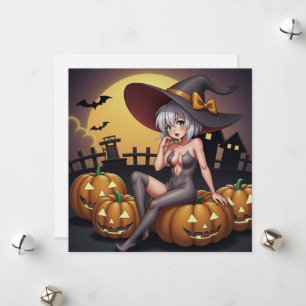 Green Eye Halloween Witch on Jack-O-Lantern's Holiday Card