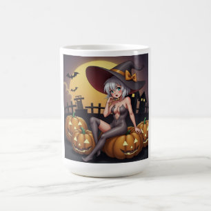 Green Eye Halloween Witch on Jack-O-Lantern's Magic Mug