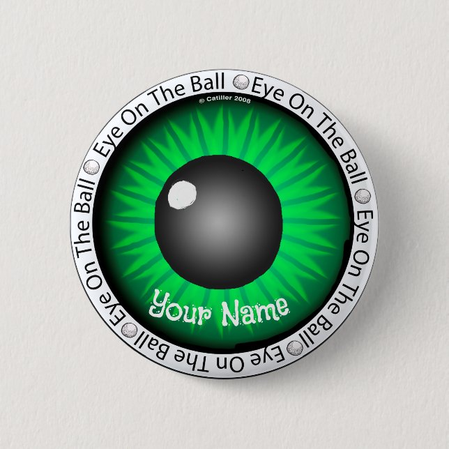 Green Eye On Ball Golfer 6 Cm Round Badge (Front)