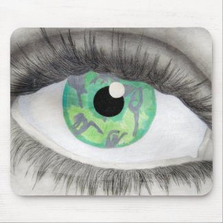 Green Eye With Dancer Silhouettes in Iris Mouse Pad