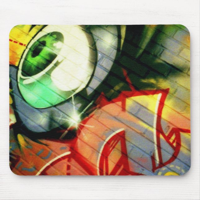 Green Eyeball Graffiti in Echo Park Mouse Pad (Front)