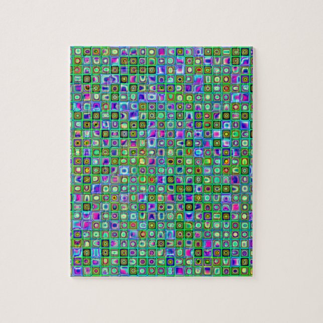 Green 'Eyeballs' Psychedelic Retro Tiles Pattern Jigsaw Puzzle (Vertical)
