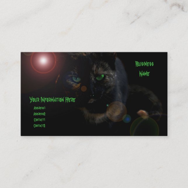 green eyed black cat Business Cards (Front)