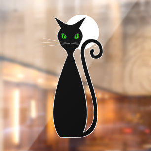 Green Eyed Black Cat Halloween Moon
