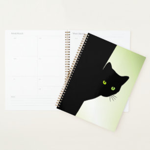 Green Eyed Black Cat Planner