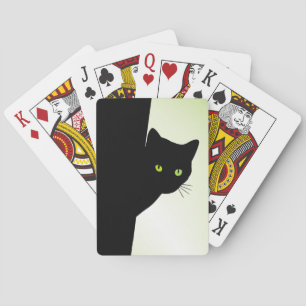 Green Eyed Black Cat Playing Cards