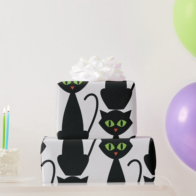 Green Eyed Black Cat Wrapping Paper (Creator Uploaded)