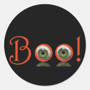 Green Eyed Boo! Halloween Classic Round Sticker