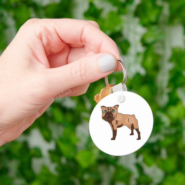 Green Eyed Bulldog Brown Dog Keychain (Creator Uploaded)