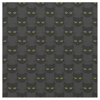 Green - eyed  cats on graphite background fabric