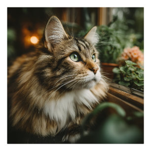 Green-Eyed Fluffy Tabby Photo Print