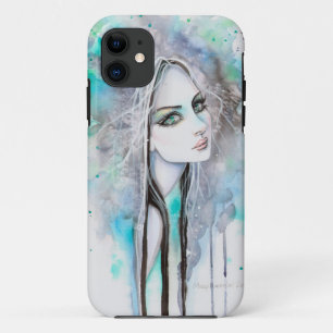 Green Eyed Ghost Watercolor Modern Art Portrait iPhone 11 Case