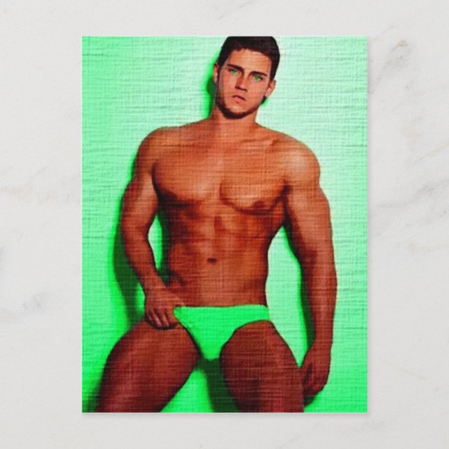 Green Eyed Hunk LIM Postcard (Front)