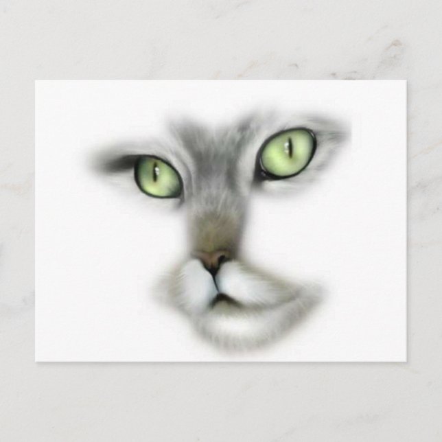 Green Eyed Kitty Postcard (Front)