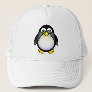 Green Eyed Penguin Cartoon Trucker Hat