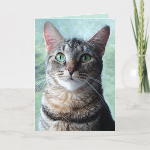 Green-Eyed Tabby Blank Greeting Card