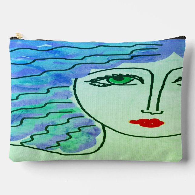 Green Eyes Abstract Digital Art Accessory Pouch (Front)