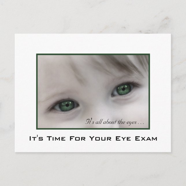 Green Eyes Eye Exam Appointment Reminder Postcard (Front)