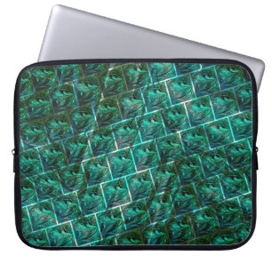 'Green eyes in grid', scratched and blurred  Laptop Sleeve