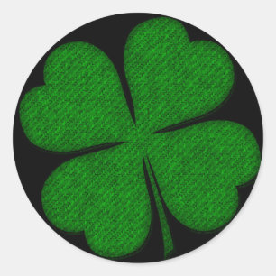 Green Fabric Textured Shamrock Design Stickers