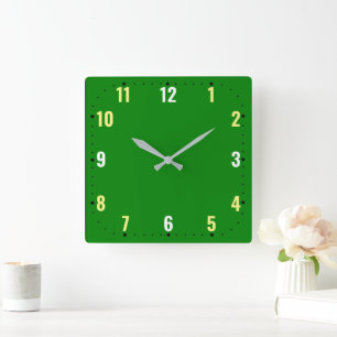 Green Face With Numbers - Frameless Square Wall Clock