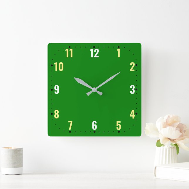 Green Face With Numbers - Frameless  Square Wall Clock (Home)