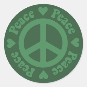 Green Fade Peace Sign Classic Round Sticker