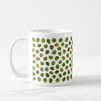 Green Fagus Leaf Pattern Coffee Mug