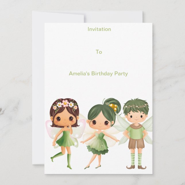 Green fairies Birthday Infatuation Invitation (Front)