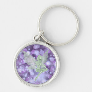 Green Fairy on Bokeh Background Key Ring
