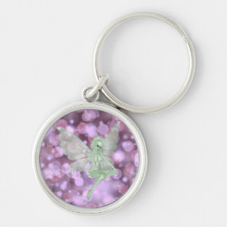 Green Fairy on Bokeh Background Key Ring