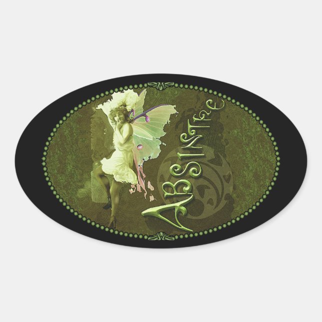 Green Fairy Splashy Collage III Oval Sticker (Front)