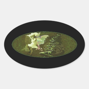 Green Fairy Splashy Collage III Oval Sticker