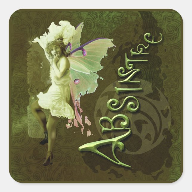 Green Fairy Splashy Collage III Square Sticker (Front)