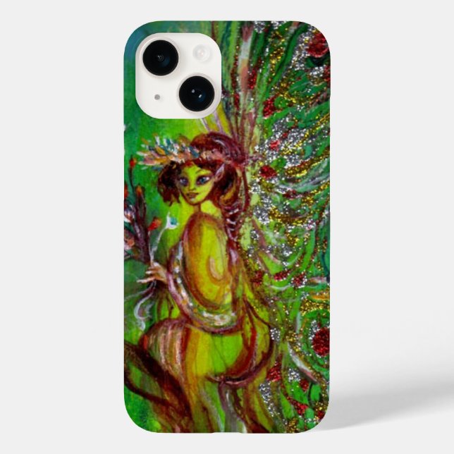 GREEN FAIRY WITH GOLD SPARKLES IN MOONLIGHT Case-Mate iPhone CASE (Back)